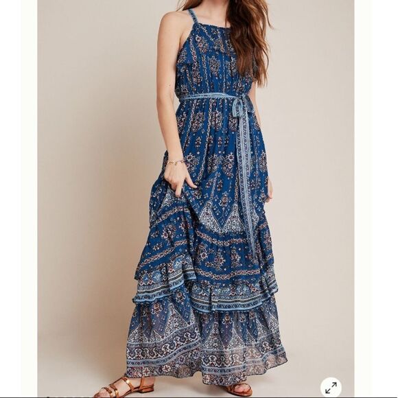NWT Anthropologie Sasha Ruffled Boho Maxi Dress - Picture 1 of 4